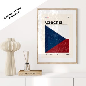 Czech Republic Flag Print - Flag Poster - Mid Century Modern - Custom Options Available - Framed or Canvas Prints Available - Custom Gift