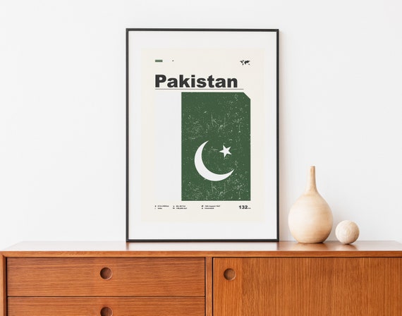 Sammensætning sandsynligt enestående Pakistan Print Flag Mid Century Modern Pakistan Poster - Etsy