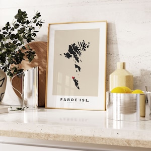 Färöer Inseln Karte Druck - Geschenk Landkarte - Vintage Stil - Jahrestag - Hochzeit - Flitterwochen - Urlaub - Geschenk - Karte