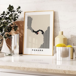Panama-Druck - Benutzerdefinierter Kartendruck - Geschenkoptionen mit personalisiertem Text - Rahmen- / Leinwandoptionen - Kartendruck im Vintage-Stil