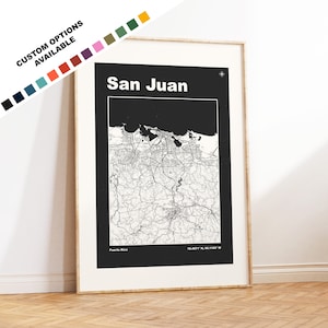 San Juan Map Print - Custom options/colours available - Prints or Framed Prints - San Juan, Puerto Rico - Custom Text for Gift
