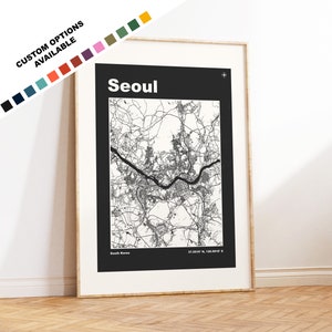 Soul Map Print - Benutzerdefinierte Optionen / Farben verfügbar - Drucke oder gerahmte Drucke - Seoul, Südkorea - Benutzerdefinierter Text für Geschenk