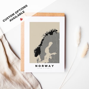 Cartão de felicitações personalizado da Noruega - Envelope Kraft incluído - Texto personalizado - Noruega - Cartão de felicitações da Noruega - Aniversário - Viagem surpresa