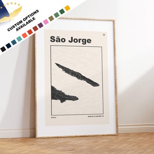 São Jorge Imprimer - Açores Map Print - Açores Wall Art - Carte - Imprimer - Affiche - Cadeau