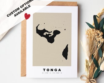Tonga Custom Greeting Card - Kraft Envelope Included - Custom Text - Tonga Greeting Card - Anniversary - Surprise Trip - Birthday