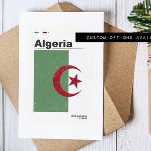 Algerien Grußkarte - Individuelle Grußkarte - Algerien Flagge - Blanko Karte - Recycling Umschlag inklusive - Algerien Grußkarte - Geburtstag