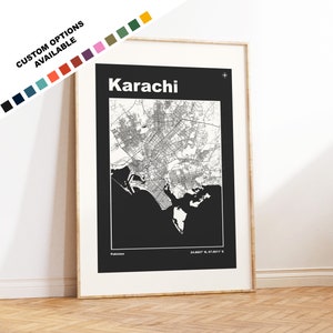 Karachi Map Print - Custom options/colours available - Prints or Framed Prints - Karachi, Pakistan - Custom Text for Gift