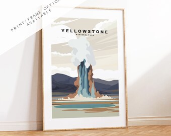 Yellowstone Print - US National Park Travel Poster - Prints, Framed or Canvas - USA National Parks - Yellowstone Travel Poster - Gift