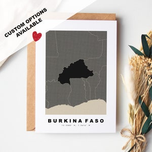 Tarjeta de felicitación personalizada de Burkina Faso - Sobre Kraft incluido - Texto personalizado - Tarjeta de felicitación - Aniversario - Viaje sorpresa - Cumpleaños