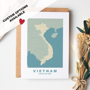 Carte de voeux du Vietnam - Options personnalisées disponibles - Enveloppe recyclée incluse