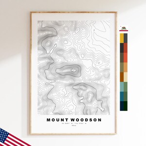 Mount Woodson Impression - États-Unis - Carte des contours  - Carte topographique - Impression - Affiche - Impression de carte