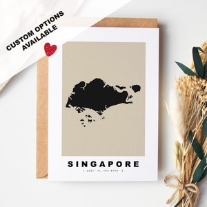 Biglietto di auguri personalizzato Singapore - Busta Kraft inclusa - Testo personalizzato - Biglietto di auguri Singapore - Anniversario - Viaggio a sorpresa - Compleanno