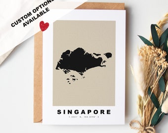 Singapore Custom Greeting Card - Kraft Envelope Included - Custom Text - Singapore Greeting Card - Anniversary - Surprise Trip - Birthday