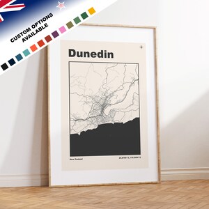 Dunedin Carte imprimée - Nouvelle-Zélande - Carte de la ville de la Nouvelle-Zélande - Carte personnalisée