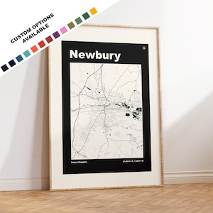 Kaartafdruk Newbury - aangepaste opties/kleuren beschikbaar - afdrukken of ingelijste afdrukken - Newbury Berkshire - aangepaste tekst voor cadeau