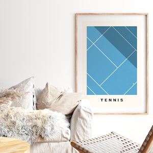 Tennis Print - Minimalist - Hard - Tennis Poster - Tennis Court - Wall Art Print - Boys Room - Girls Room - Contemporary - Minimalist Poster