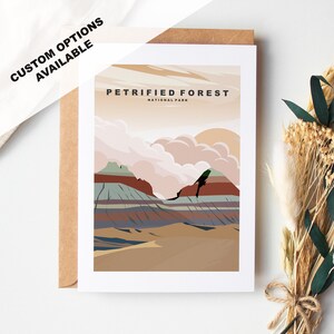 Tarjeta de felicitación del Bosque Petrificado - Parque Nacional del Bosque Petrificado - Tarjetas de felicitación de los Parques Nacionales de EE. UU. - Sobre incluido - Tarjeta reciclada blanca