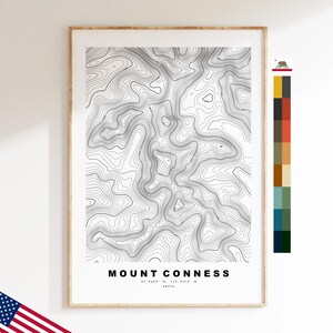 Mount Conness Druck - Vereinigte Staaten - Konturkarte - Topographie - Topografische Karte - Druck - Poster - Kartendruck
