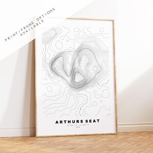 Topography Seating Arthurs Seat Print - Contour Map - Arthurs Seat Poster - Scotland ...