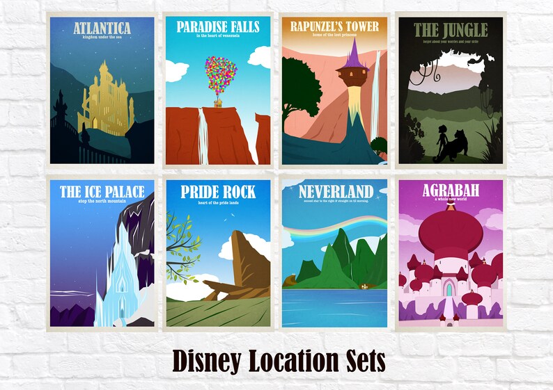 Disney Travel Poster Sets Choose from 2 to all 12 prints
