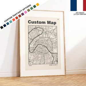 Custom French City Map Print - Any City or Town - 18 Colours/Styles - Custom Text Options - France City Map Prints - France Cities
