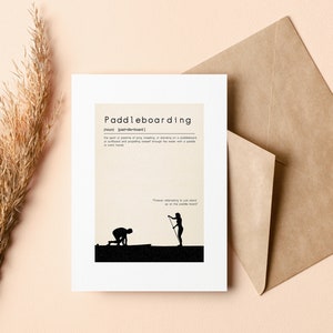 Carte de voeux pour paddle - carte vierge - enveloppe recyclée incluse - planche à pagaie - carte de planche à pagaie - cadeau pour paddle