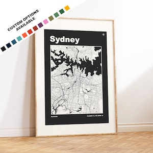 Sydney Map Print - Print, Framed or on Canvas - Sydney Poster - Sydney Australia - Custom Text Options - Map Wall Art - Gift