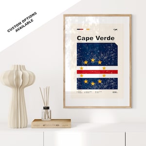 Kap Verde Flaggendruck - Flaggenposter - Mid Century Modern - Kundenspezifische Optionen verfügbar - Gerahmt oder Leinwanddrucke verfügbar - Kundenspezifisches Geschenk
