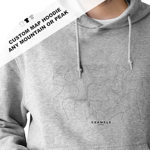 T-shirt de randonnée personnalisé - N'importe quelle montagne ou pic - Carte de contour - T-shirt  - Différentes couleurs disponibles
