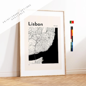 Lisbon Map Print - Print, Framed or on Canvas - Lisbon Poster - Lisbon Print - Portugal - Custom Text Options - City Map Print - Gift