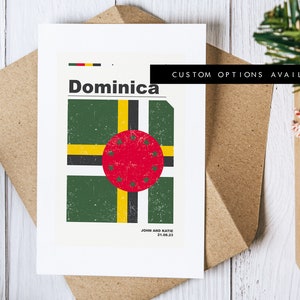 Carte de voeux de la Dominique - carte de voeux personnalisée - drapeau de la Dominique - carte vierge - enveloppe recyclée incluse - carte de voeux de la Dominique - anniversaire