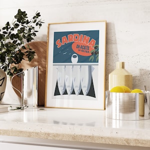 Sardine Print - Kitchen Wall Art - Italian - Sardine - Sardines - Kitchen Poster  - Foodie Gift - Food Lover - Vintage - Wall Art - Poster
