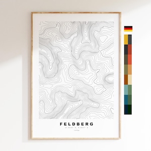 Mapa de Feldberg - Alemania - Mapa de contorno - Topografía - Mapa topográfico - Imprimir - Póster - Impresión de mapas