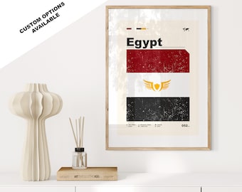 Egypt Flag Print - Flag Poster - Mid Century Modern - Custom Options Available - Framed or Canvas Prints Available - Custom Gift