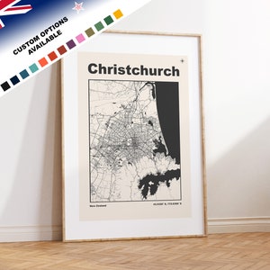 Christchurch Carte imprimée - Nouvelle-Zélande - Carte de la ville de la Nouvelle-Zélande - Carte personnalisée