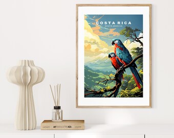Póster de viaje a Costa Rica - Impresión, enmarcado o lienzo - Impresión de viaje a Costa Rica - Impresión de arte de pared de estilo retro - Póster de viaje - Estilo vintage
