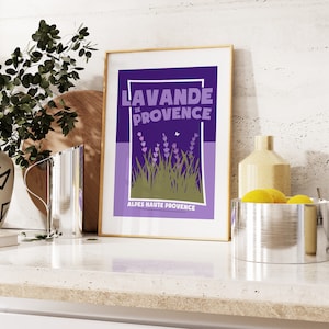 Lavender Print - Lavande de Provence - Mid Century Modern - Flower Poster - Flower Print - Wall Art - Provence France - French Flower Print