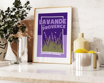 Lavender Print - Lavande de Provence - Mid Century Modern - Flower Poster - Flower Print - Wall Art - Provence France - French Flower Print