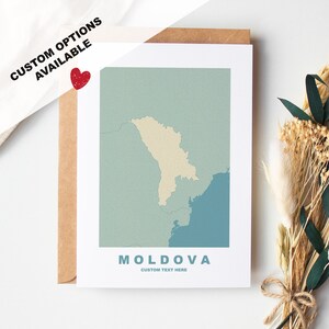 Cartão de felicitações da Moldávia - Opções personalizadas disponíveis - Envelope Kraft incluído - Aniversário - Aniversário - Viagem surpresa - Cartão personalizado