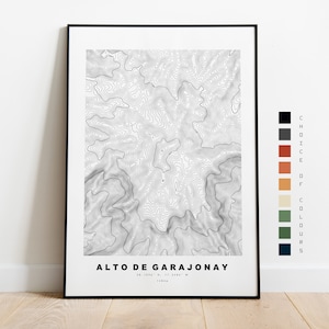 Alto Garajonay Print - contourkaart - La Gomera-kaart - topografische kaart - print - poster - muurkunst - Canarische eilanden - Garajonay - topografie
