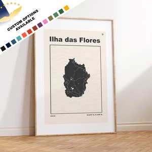 Flores Imprimer - Açores Map Print - Açores Wall Art - Carte - Imprimer - Affiche - Cadeau