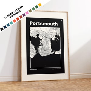Portsmouth Map Print - Map Poster - Mid Century Modern  - Retro - Vintage - Contemporary - Portsmouth Print - Map - Map Poster - Gift