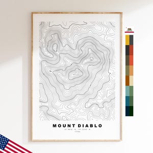 Mount Diablo Druck - Vereinigte Staaten - Konturkarte - Topographie - Topografische Karte - Druck - Poster - Kartendruck