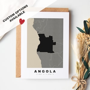 Tarjeta de felicitación personalizada de Angola - Sobre Kraft incluido - Texto personalizado - Tarjeta de felicitación de Angola - Aniversario - Viaje sorpresa - Cumpleaños