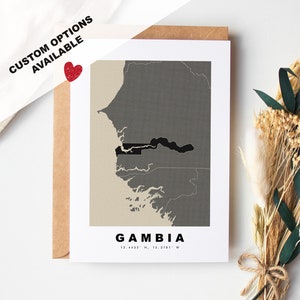 Tarjeta de felicitación personalizada de Gambia - Sobre Kraft incluido - Texto personalizado - Tarjeta de felicitación de Gambia - Aniversario - Viaje sorpresa - Cumpleaños