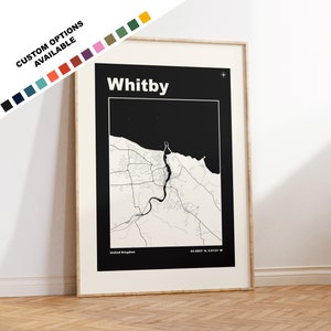 Whitby Map Print - Custom options/colours available - Prints or Framed Prints - Whitby, Yorkshire - Custom Text for Gift