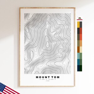 Mount Tom Impression - États-Unis - Carte des contours  - Carte topographique - Impression - Affiche - Impression de carte