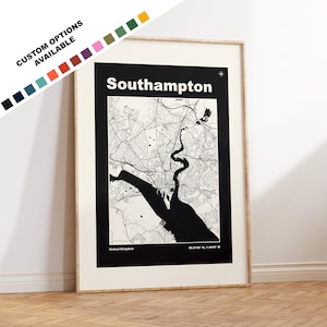 Southampton Print - Map Print - Mid Century Modern  - Retro - Vintage - Contemporary - Southampton Print - City Map - City Map Poster - Gift