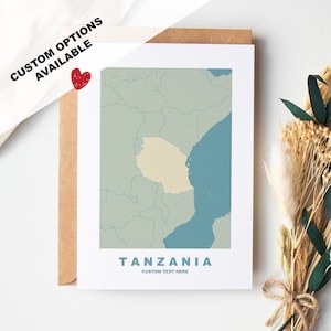 Cartão de felicitações da Tanzânia - Opções personalizadas disponíveis - Envelope Kraft incluído - Aniversário - Aniversário - Viagem surpresa - Cartão personalizado