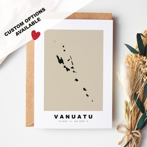 Tarjeta de felicitación personalizada de Vanuatu - Sobre Kraft incluido - Texto personalizado - Tarjeta de felicitación de Vanuatu - Aniversario - Viaje sorpresa - Cumpleaños